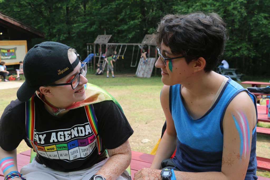 Two campers conversing