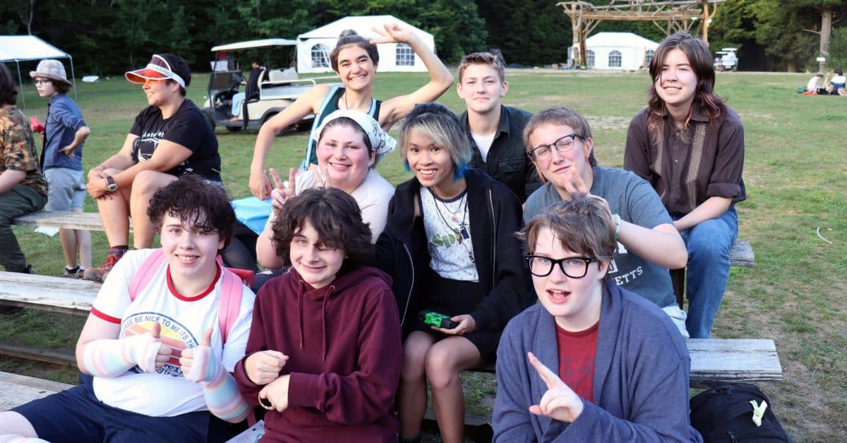 Campers smiling and posing for a photo