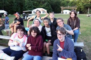 Campers smiling and posing for a photo